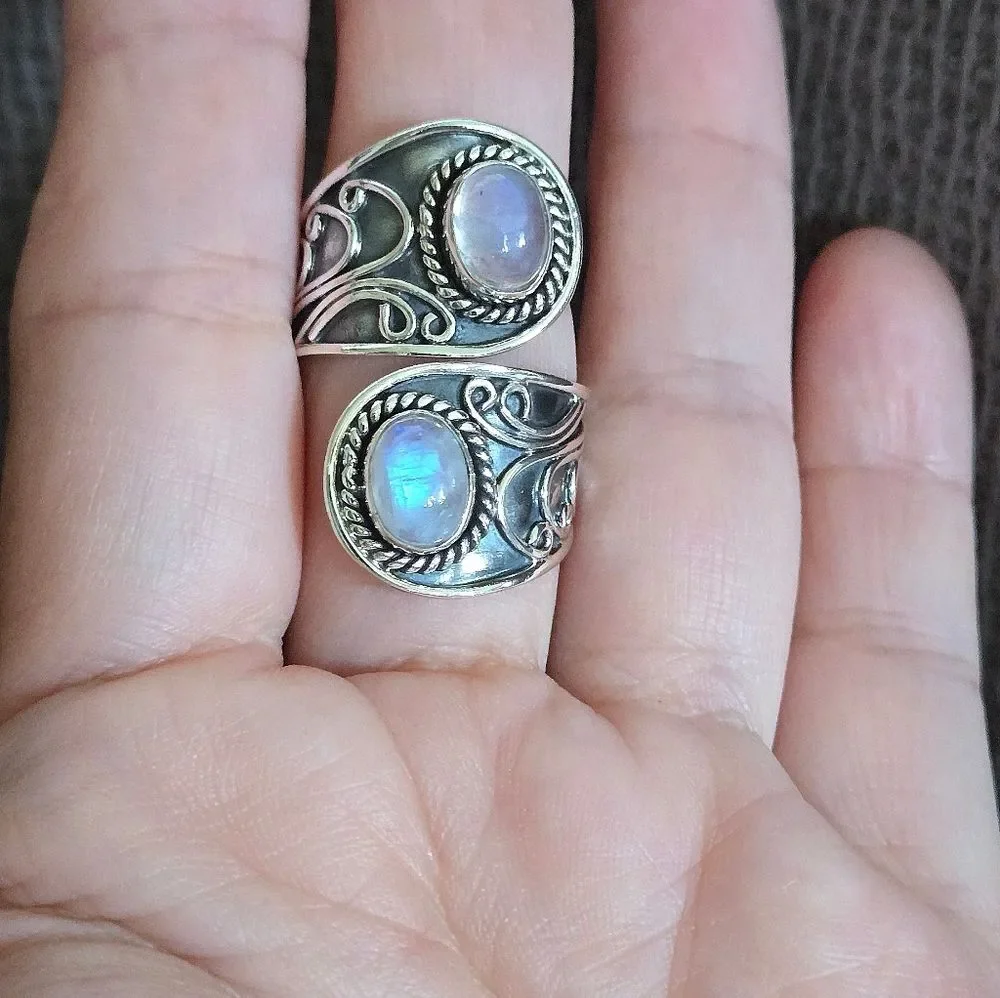 Shivam Rainbow🌈 Moonstone🌛 Bypass Ring💍 - NWT